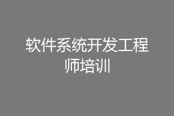 软件系统开发工程师培训