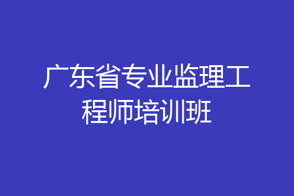 广东省专业监理工程师培训班