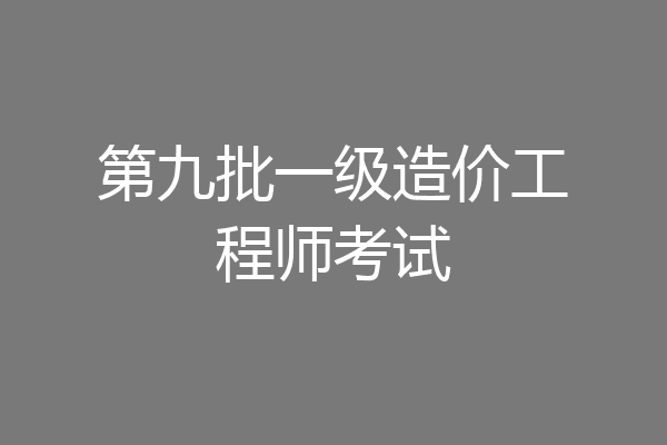 第九批一级造价工程师考试