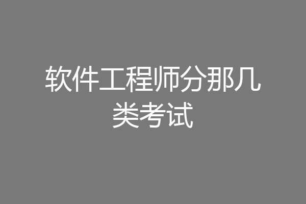 软件工程师分那几类考试
