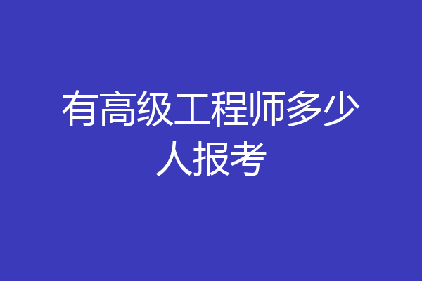 有高级工程师多少人报考