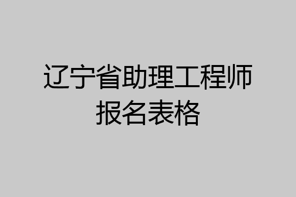 辽宁省助理工程师报名表格