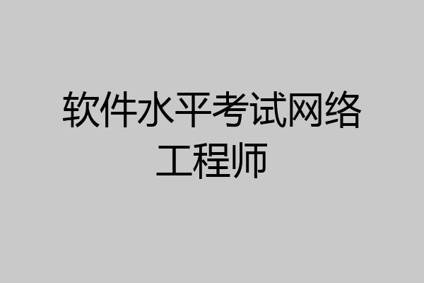软件水平考试网络工程师