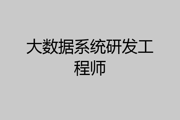 大数据系统研发工程师