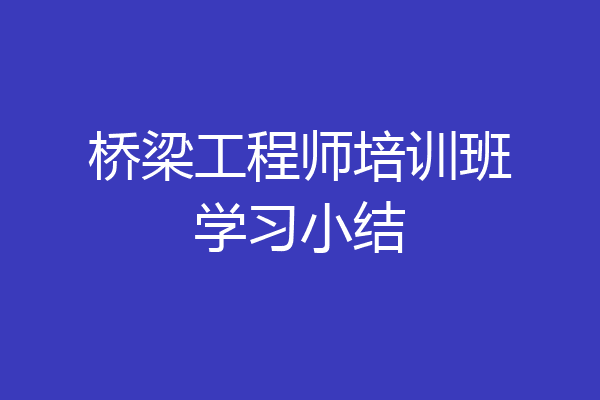 桥梁工程师培训班学习小结
