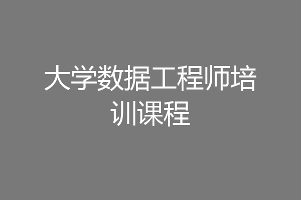 大学数据工程师培训课程