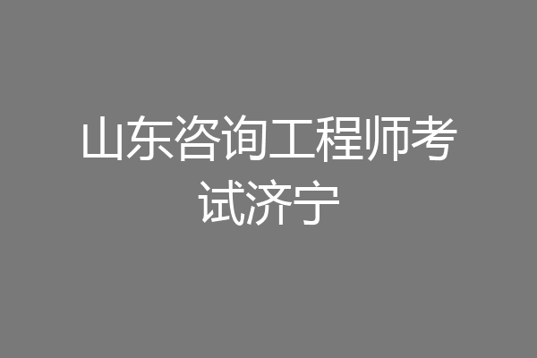 山东咨询工程师考试济宁