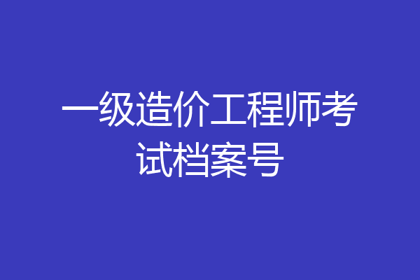 一级造价工程师考试档案号