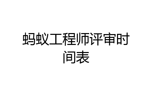 蚂蚁工程师评审时间表
