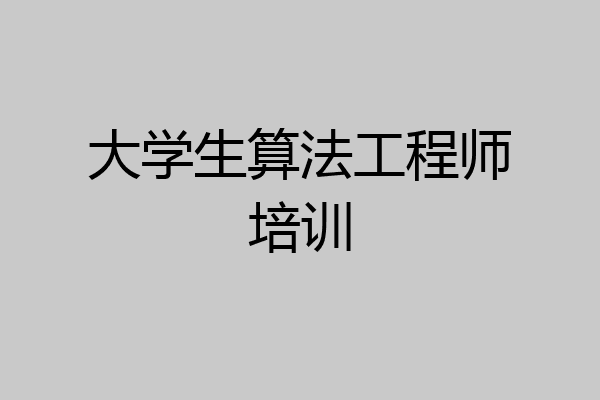 大学生算法工程师培训