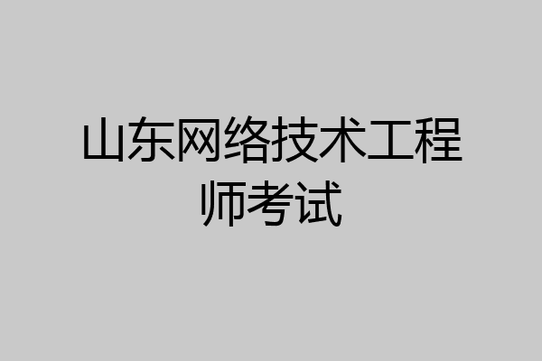 山东网络技术工程师考试