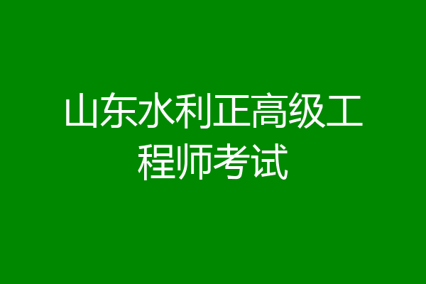 山东水利正高级工程师考试
