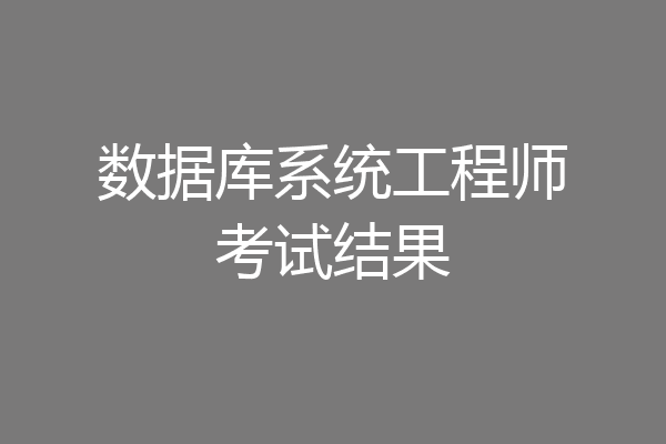 数据库系统工程师考试结果
