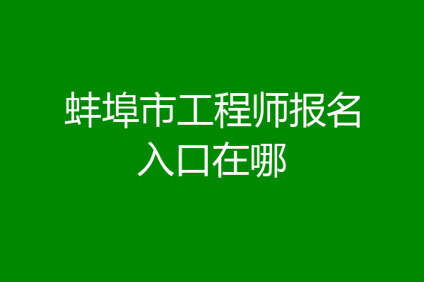 蚌埠市工程师报名入口在哪