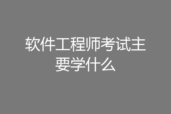 软件工程师考试主要学什么