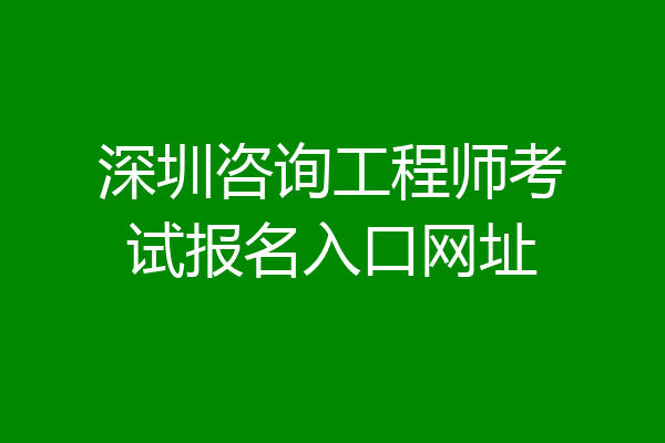 深圳咨询工程师考试报名入口网址