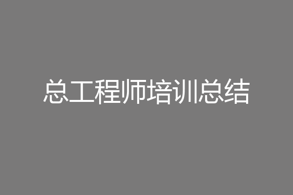 总工程师培训总结