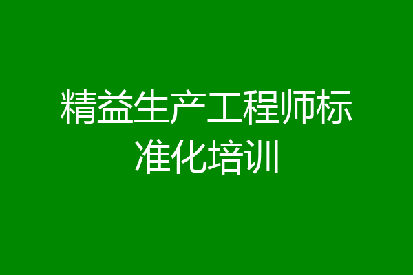 精益生产工程师标准化培训