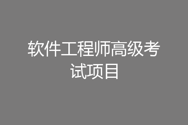 软件工程师高级考试项目
