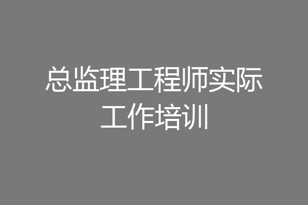 总监理工程师实际工作培训