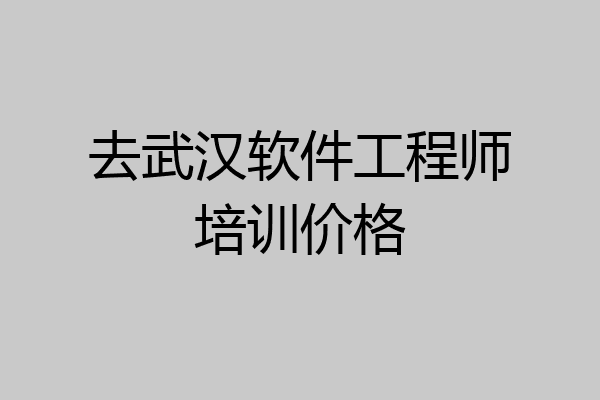 去武汉软件工程师培训价格