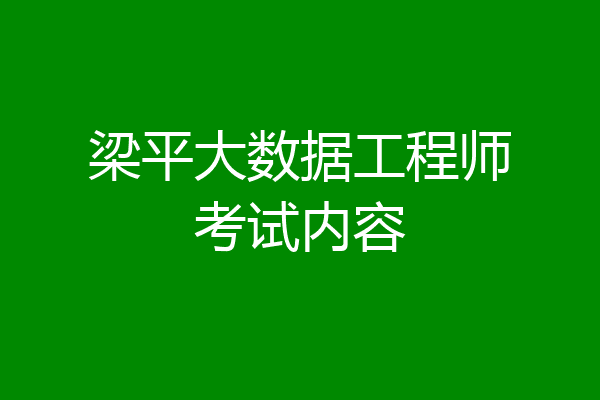 梁平大数据工程师考试内容