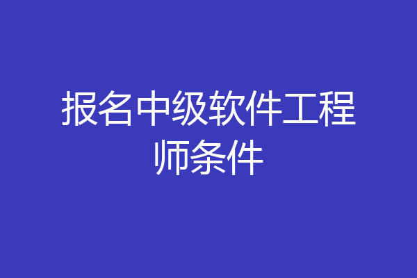 报名中级软件工程师条件