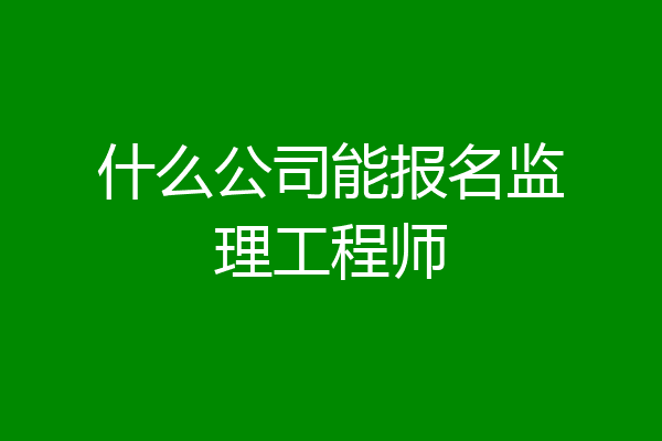 什么公司能报名监理工程师