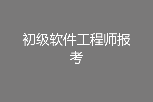 初级软件工程师报考