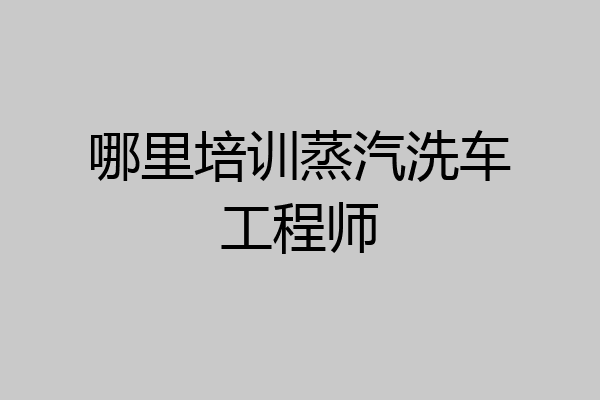 哪里培训蒸汽洗车工程师