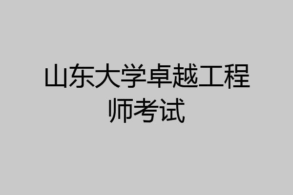 山东大学卓越工程师考试