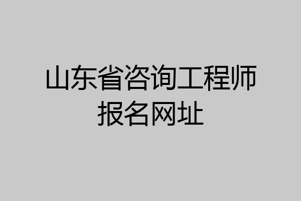 山东省咨询工程师报名网址