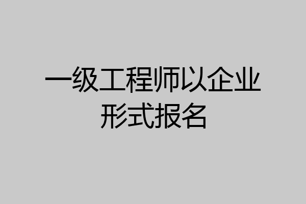 一级工程师以企业形式报名