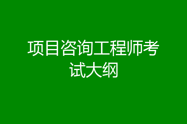 项目咨询工程师考试大纲