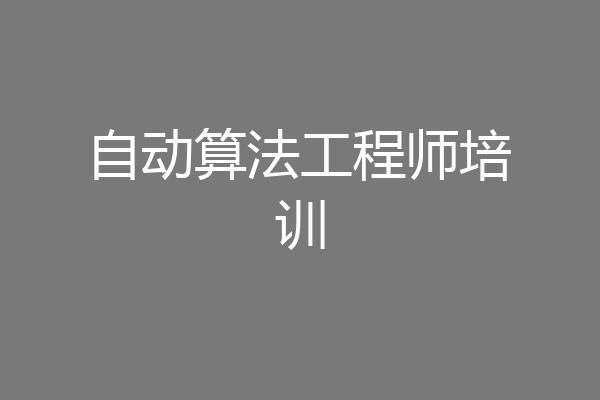 自动算法工程师培训