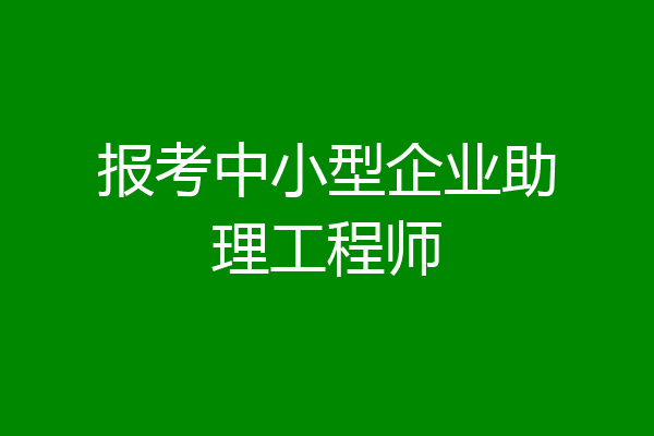 报考中小型企业助理工程师