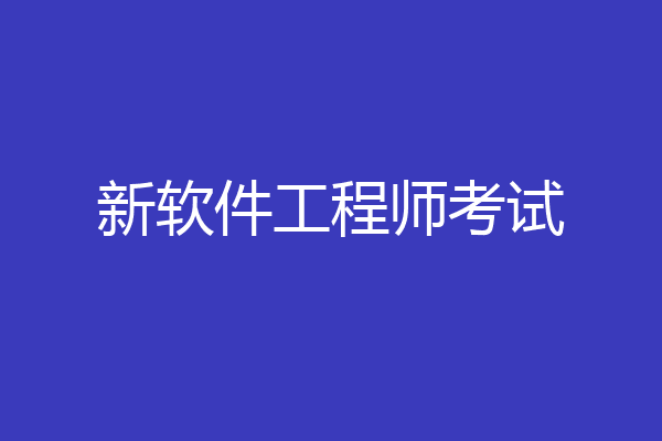 新软件工程师考试