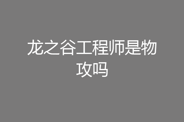 龙之谷工程师是物攻吗