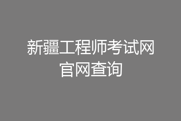 新疆工程师考试网官网查询