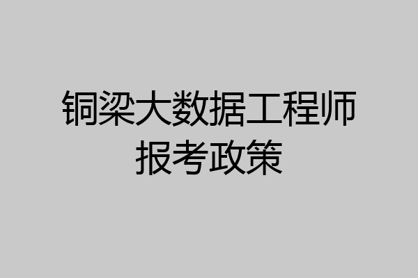 铜梁大数据工程师报考政策