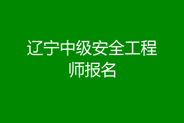 辽宁中级安全工程师报名