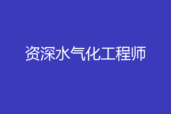 资深水气化工程师