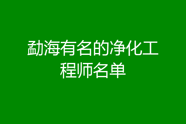 勐海有名的净化工程师名单