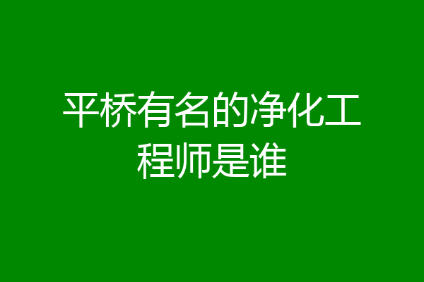 平桥有名的净化工程师是谁