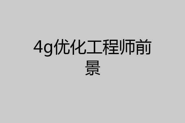 4g优化工程师前景