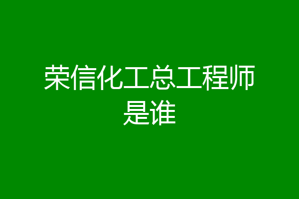 荣信化工总工程师是谁