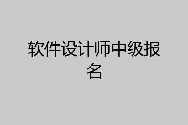 软件设计师中级报名