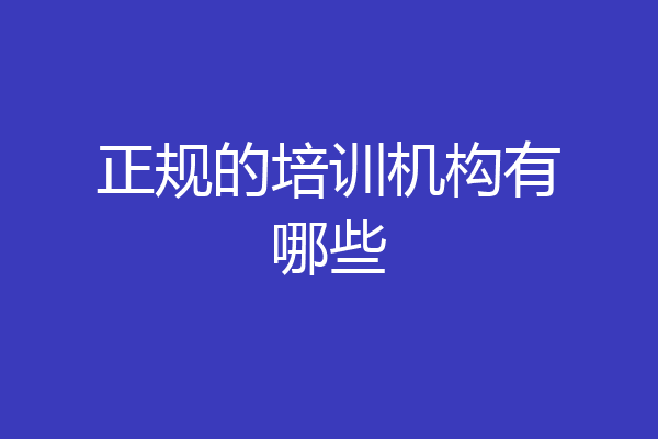 正规的培训机构有哪些