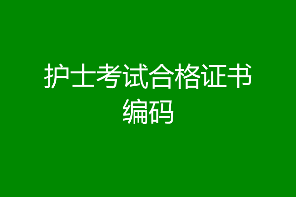 护士考试合格证书编码