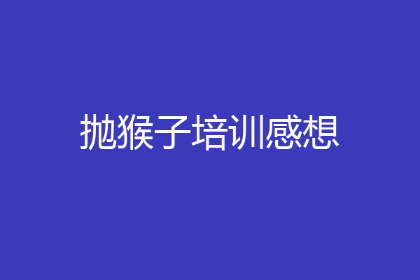 抛猴子培训感想